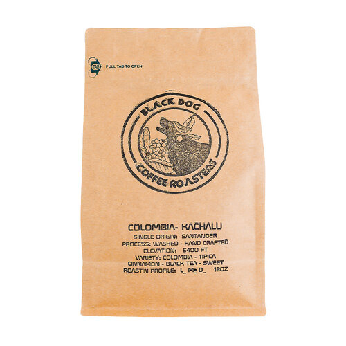 Black Dog Coffee Roasters "Columbia Kachalu" Whole Bean Coffee 12oz Bag, Signal Hill, California Black Dog Coffee Roasters "Columbia Kachalu" Whole Bean Coffee 12oz Bag, Signal Hill, California