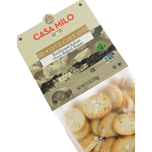 Casa Milo Garlic Herb Traditional Italian Oven Baked Toasts 5.3oz Bag, Italy Casa Milo Garlic Herb Traditional Italian Oven Baked Toasts 5.3oz Bag, Italy